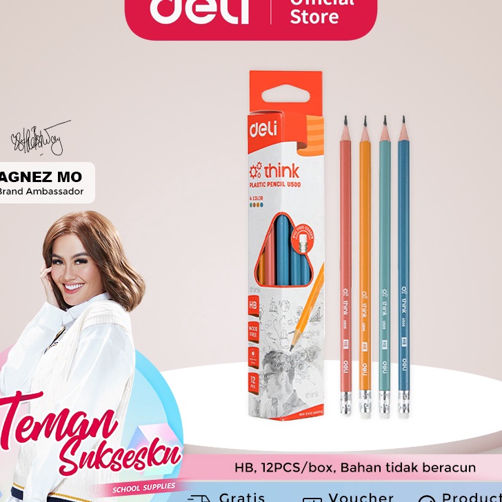 

Terbaru Deli Pensil Plastik HB 12PCS/Kotak, dengan Ujung Penghapus, Bentuk Segitiga EU50000