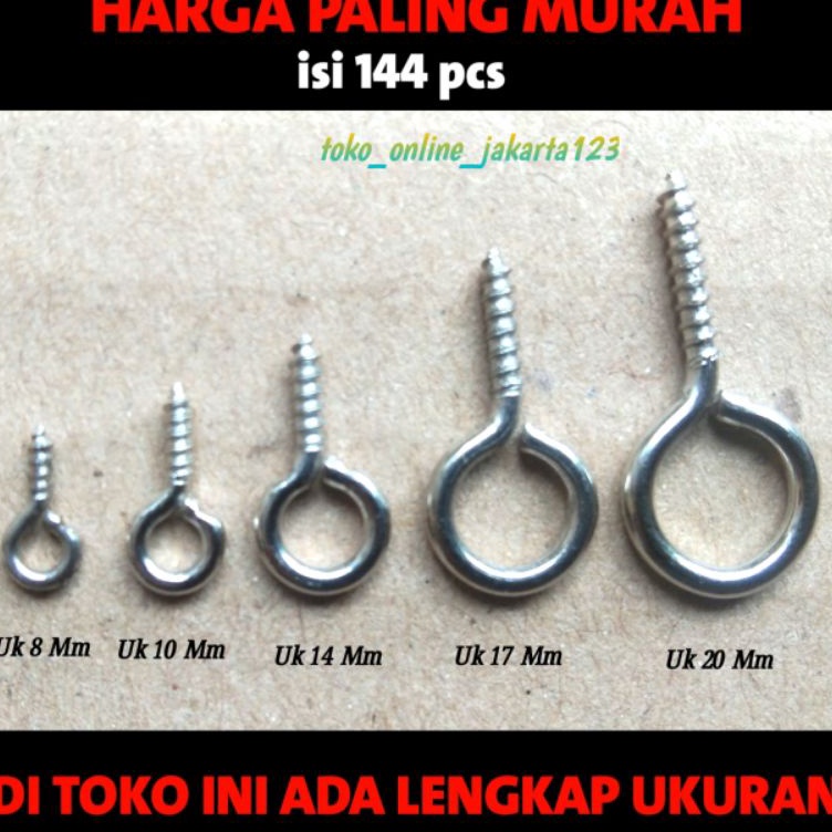 Super Promo Paku ulir Sekrup Ring skrup ulir gantungan kunci isi 144 pcs paku bahan Souvenir aksesor