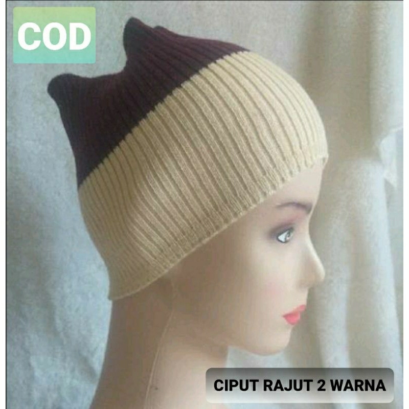 Inner Ciput Rajut Anak 2 warna Melar Daleman Kerudung Jilbab Perempuan TK SD Anti Pusing