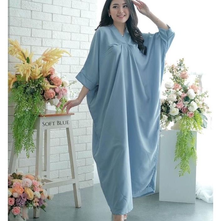 Harga Heboh HOPYLOVY Soya`Kaftan Wanita Modern Terbaru V Neck Kaftan Muslimah Zoya.