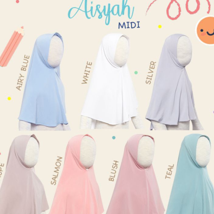 New Jilbab Anak Instan Hijab Bergo Jersey Premium 6 7 8 tahun Size L Aisyah Midi Nuha Kids.