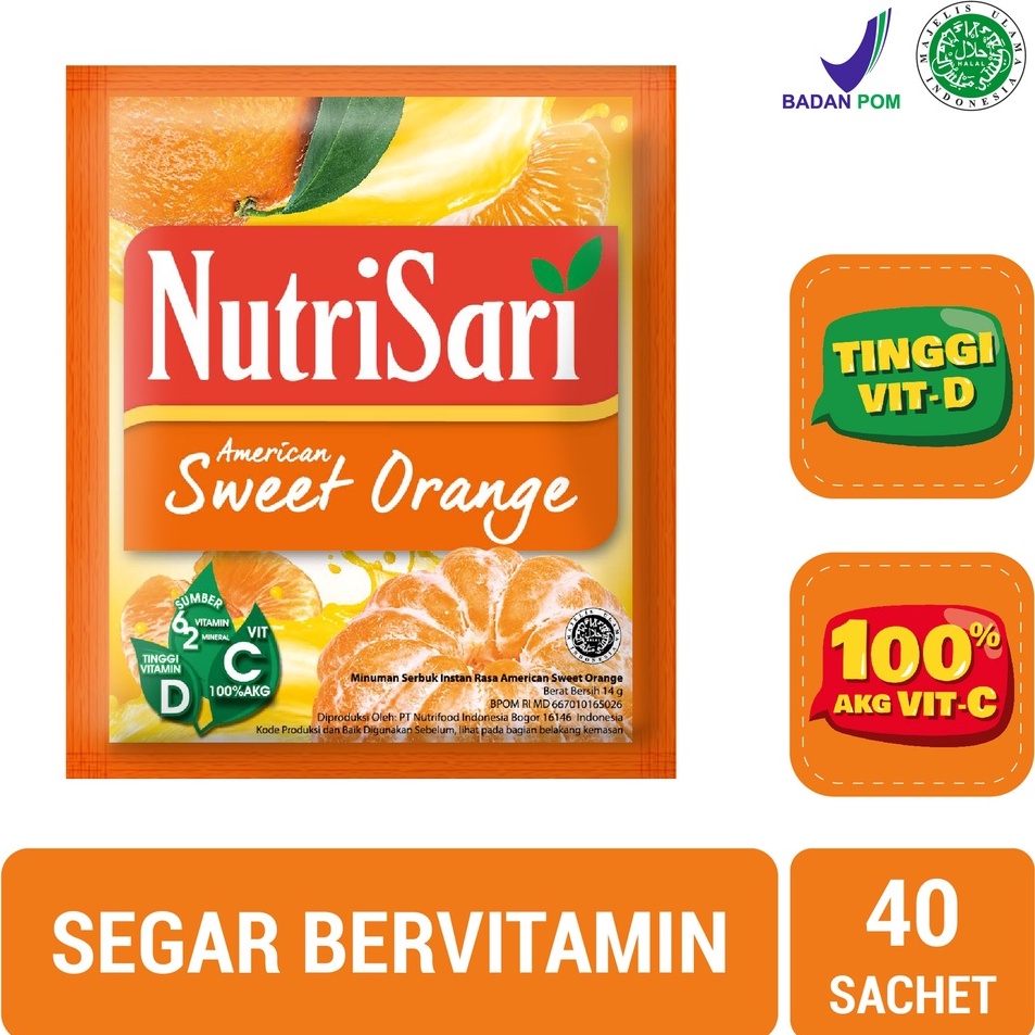 

NutriSari American Sweet Orange 40 Sachet - Minuman Buah Vitamin C
