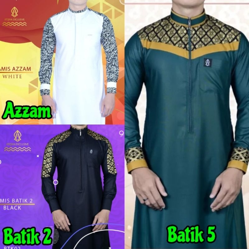BAHAN PREMIUM / Terlaris !!! GAMIS BATIK 2 , 5 , Azzam ATQIYA Exclusive untuk PRIA DEWASA / Jubah