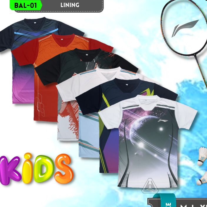 ✶Ready Stock,,✶ BAL-01 LN KIDS BAJU BADMINTON ANAK-ANAK JERSEY BADMINTON ANAK KAOS BULUTANGKIS PRINT