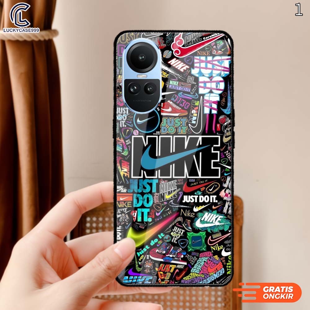 Softcase Oppo Reno 10 5G Terbaru (LS875) Casing Kaca Kilau Motif Nike Pic HD Case Oppo Reno 10 5g Al