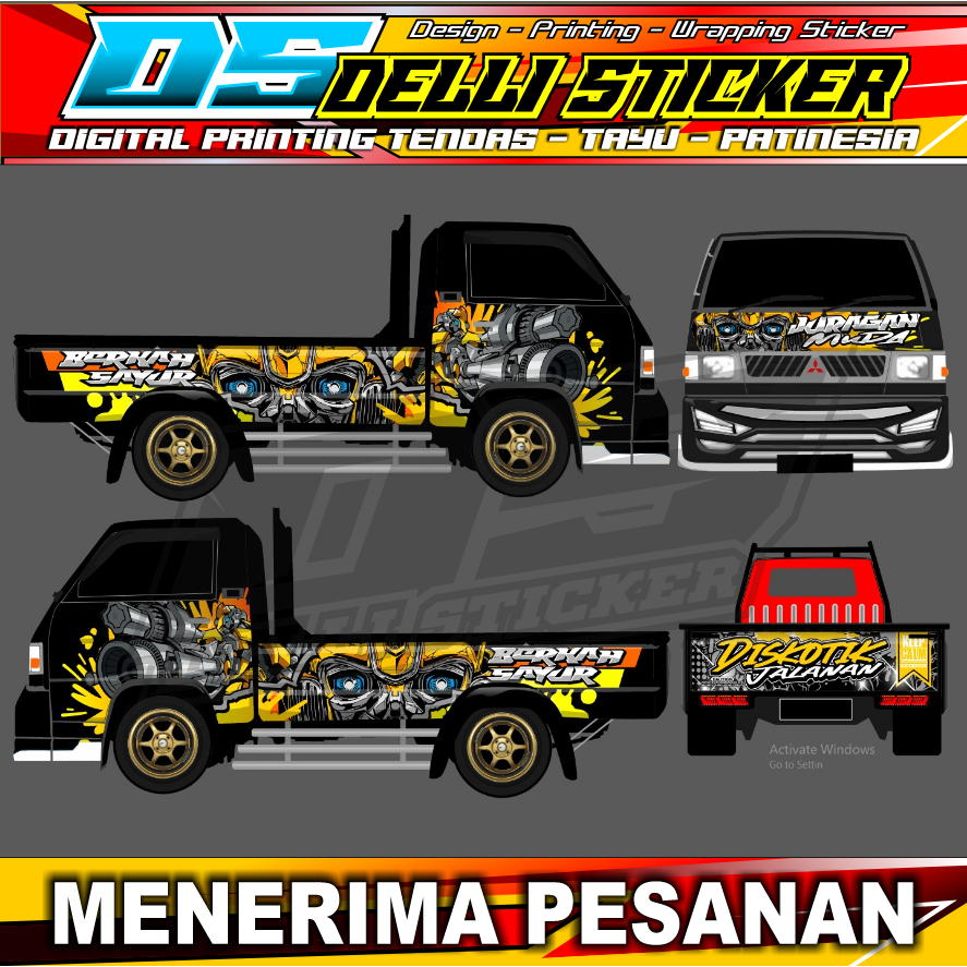 Stiker Blok Body Pick Up L300 - Full Pick Up - Desain Bisa Request Bebas