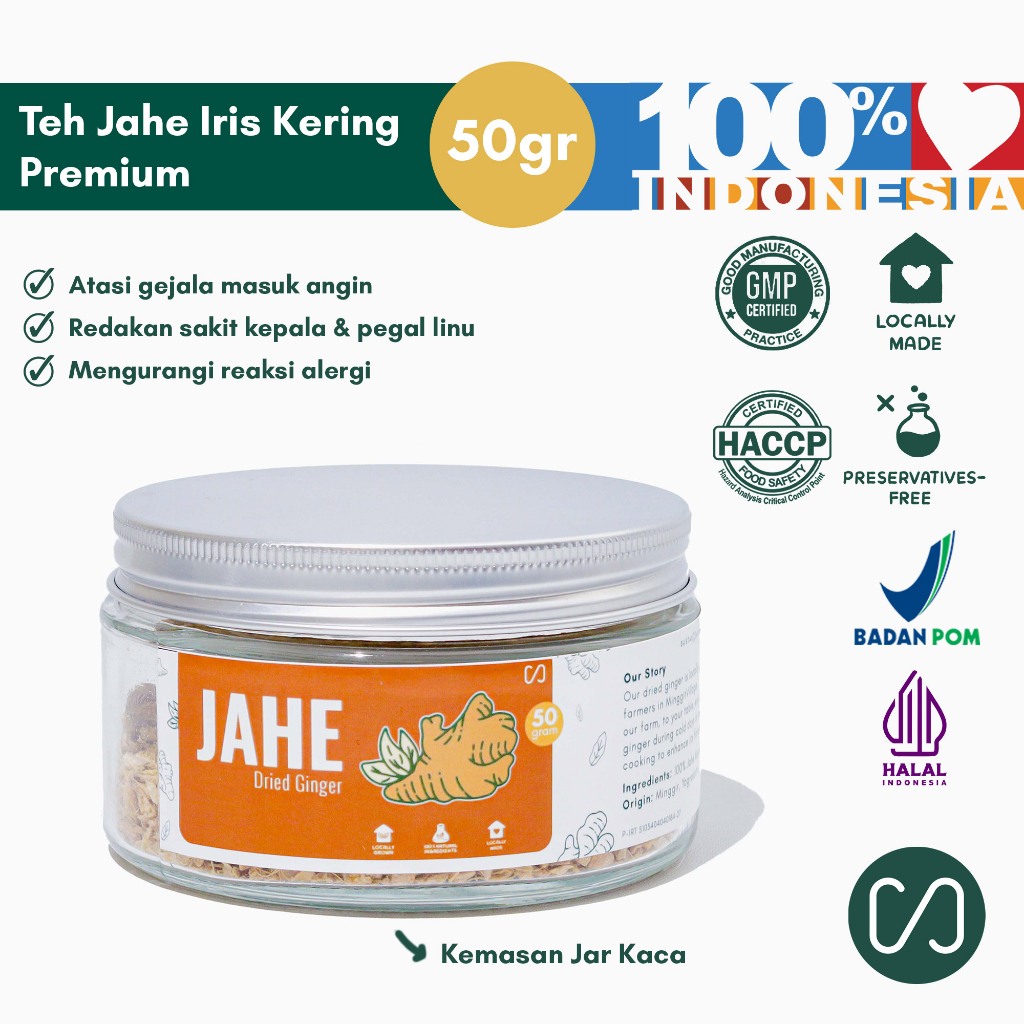 

Sustaination Premium Dried Ginger Tisane - Teh Jahe Iris Kering Lokal 50gr | Teh Herbal Alami Asal Yogyakarta
