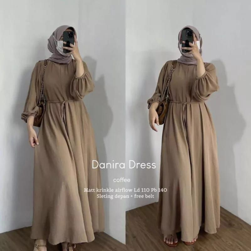 Baju Gamis Wanita Kondangan Pesta Air Flow Crinkle Model Terbaru Perempuan Muslim Syari Dewasa Moder