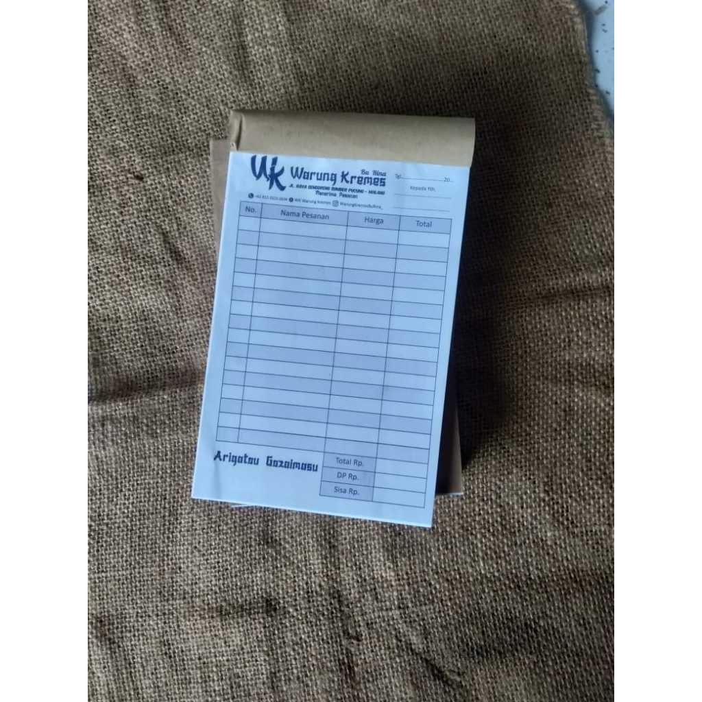 

NOTA CUSTOM 3PLY UKURAN 1/4 ukuran 10,5 x 16 cm