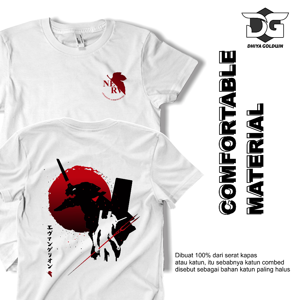 Kaos Evangelion Second Evangelion Tshirt Kaos Pria Wanita Dewasa Baju Kaos Distro Original 100% Dhiy