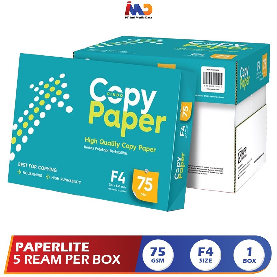 

Copy Paper Kertas Fotocopy 75 GSM F4 - 1 Boks /5 Rim