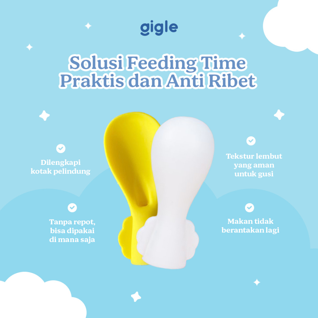 Gigle Universal Food Pouch Spoon with Case / Sendok Kantong Makan Bayi Universal dengan kotak plasti