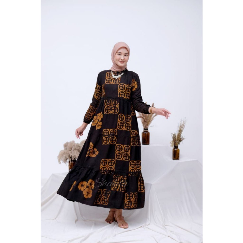 GAMIS TWILL RAYON CANDI MEKAR GAMIS BATIK CAP PEKALONGAN
