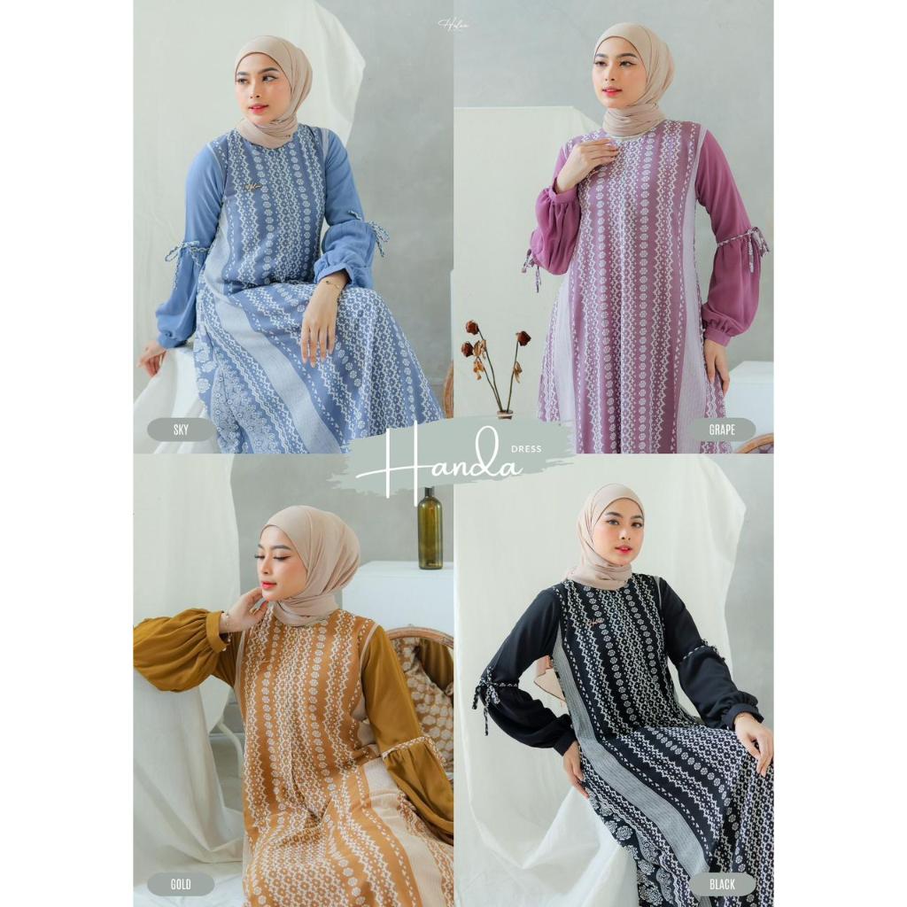 HANDA DRESS gamis halwa apparel gamis motif terbaru