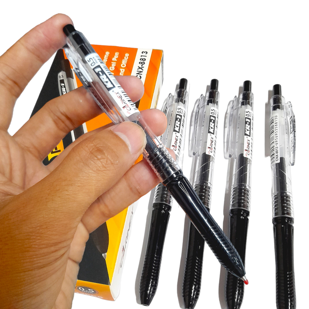 

RB (12pcs) Carinex KR-1 Plus Pulpen Gel Jetrek cetek murah berkualitas / CNX-8813 Hitam