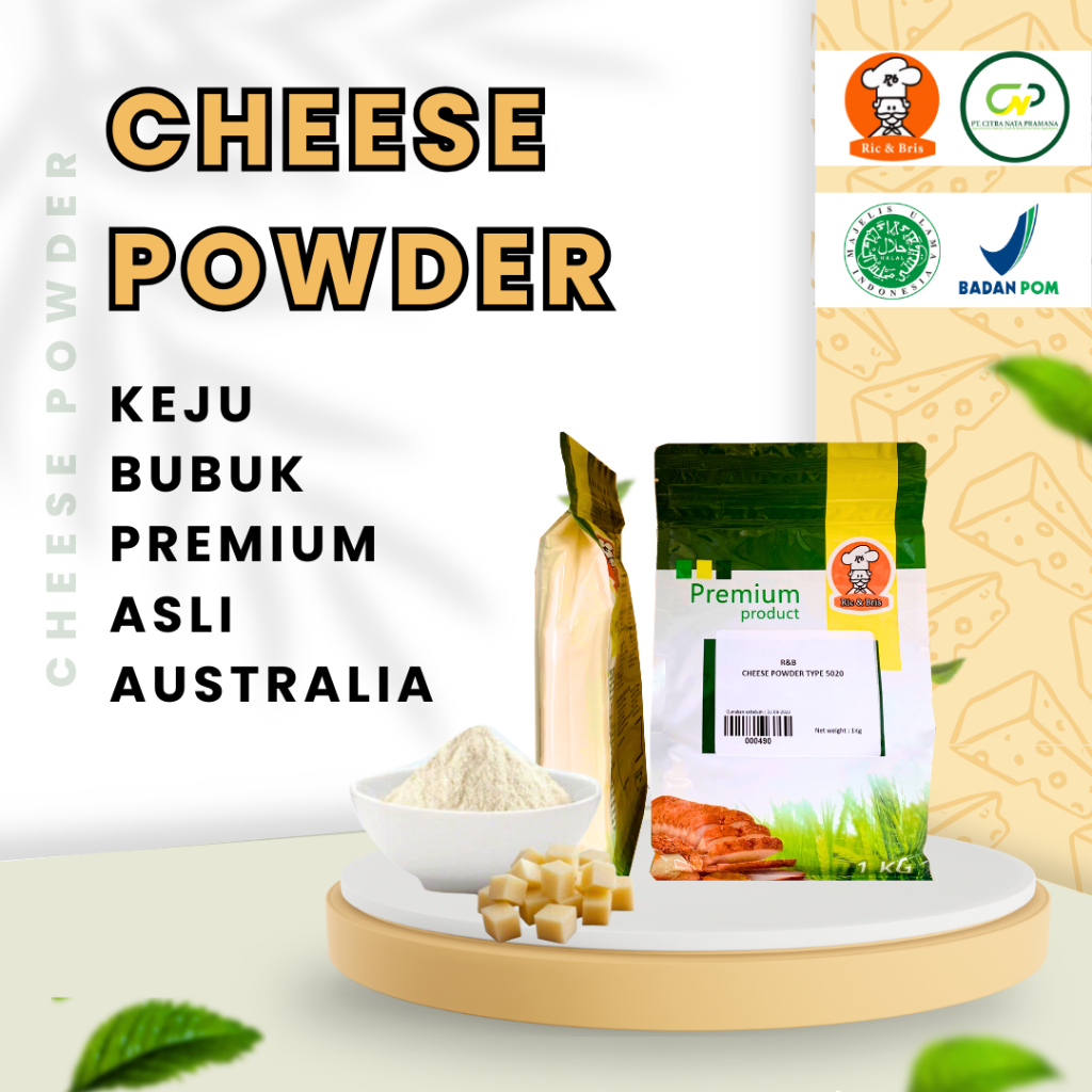 

R&B Australian Cheese Powder 1kg / Bubuk Keju Asli Halal Australia / Keju Bubuk Asli / Cheese Powder 5020 / Keju Powder