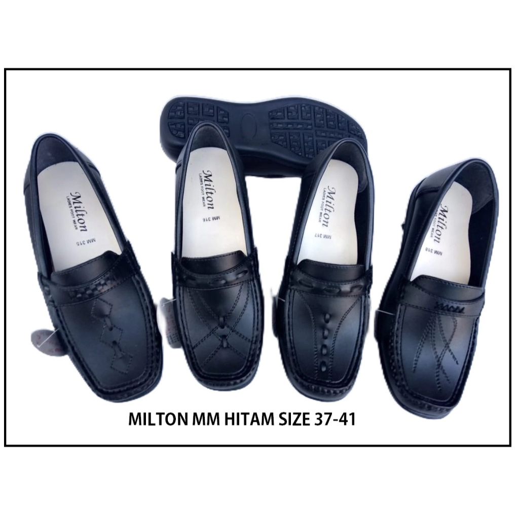 Sepatu Pantofel Wanita Milton MM Hitam/Sepatu Dinas/Sepatu Paskibra