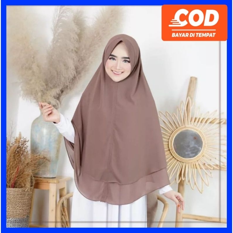 TERBARU (COD) JUMBO KHIMAR SYAR'I 2 LAYER CERUTY HIJAB HAJI UMROH Kerudung Putih Jumbo Jilbab Instan