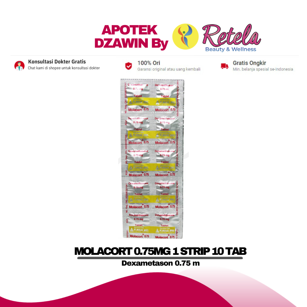 MOLACORT 0.75MG 1 STRIP 10 TABLET ( Dexametason 0.75 mg )