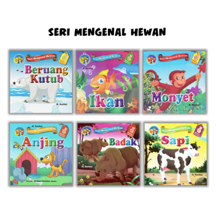 Buku Anak Usia 2 dan 3 Tahun Bilingual Seri Mengenal Hewan Sapi Badak Anjing Monyet Ikan Beruang Kut