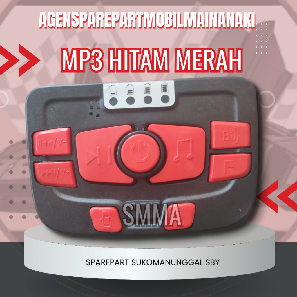SMMA || MP3 TOMBOL ON OFF MERAH 01 MODUL MUSIK POWER MOBIL MAINAN AKI ANAK REMOT CONTROL