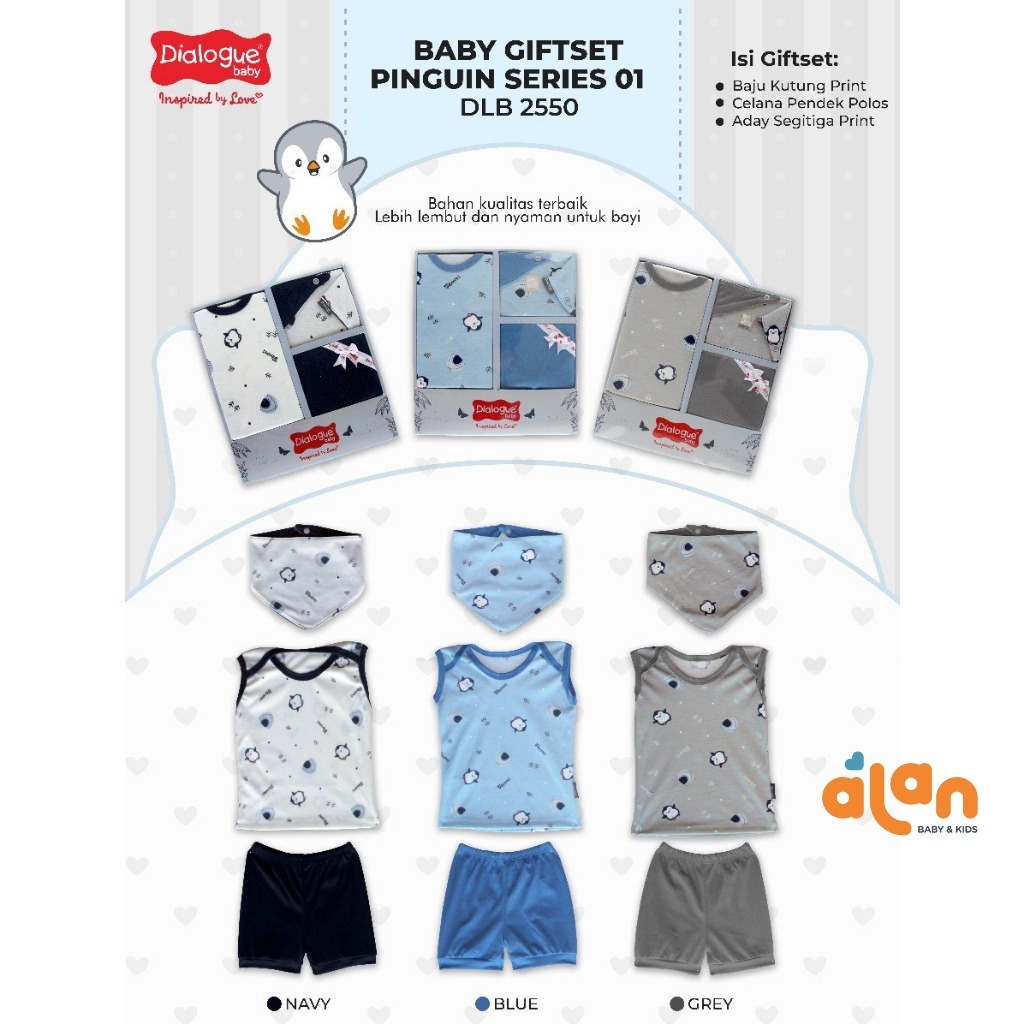 Dialogue DLB2550 DLB2551 DLB2558 Baby Gift Set Pinguin & Panda Series - WARNA RANDOM