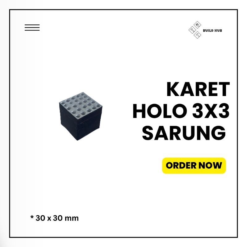 Kaki Karet Hollow 3x3 Sarung / Karet Kaki Besi Holo 3x3 Sarung / Karet Tutup Pipa 3x3 / Karet Holo 3