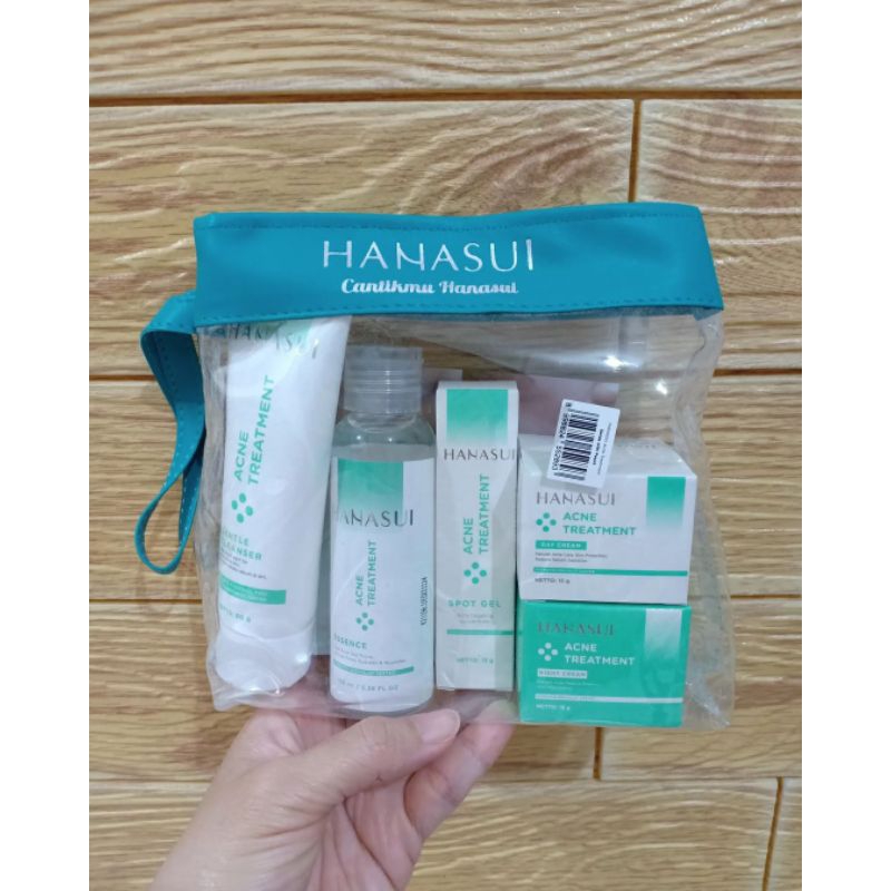 Paket Hanasui Acne Treatment series Free Pouch cantik/Hanasui Paket Jerawat