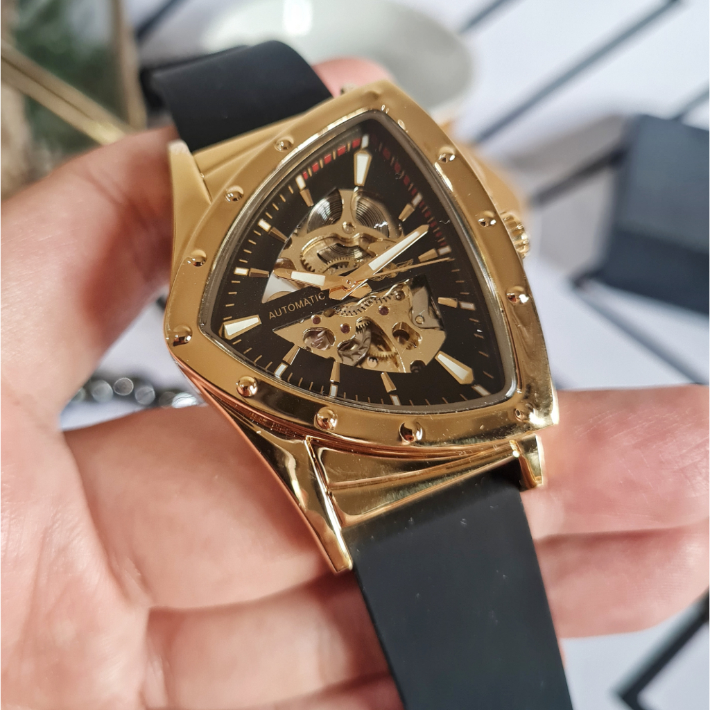 T-WINNER Anima Gold Black Jam Tangan Pria Wanita Unisex Original Automatic Otomatis Mechanical Mekan