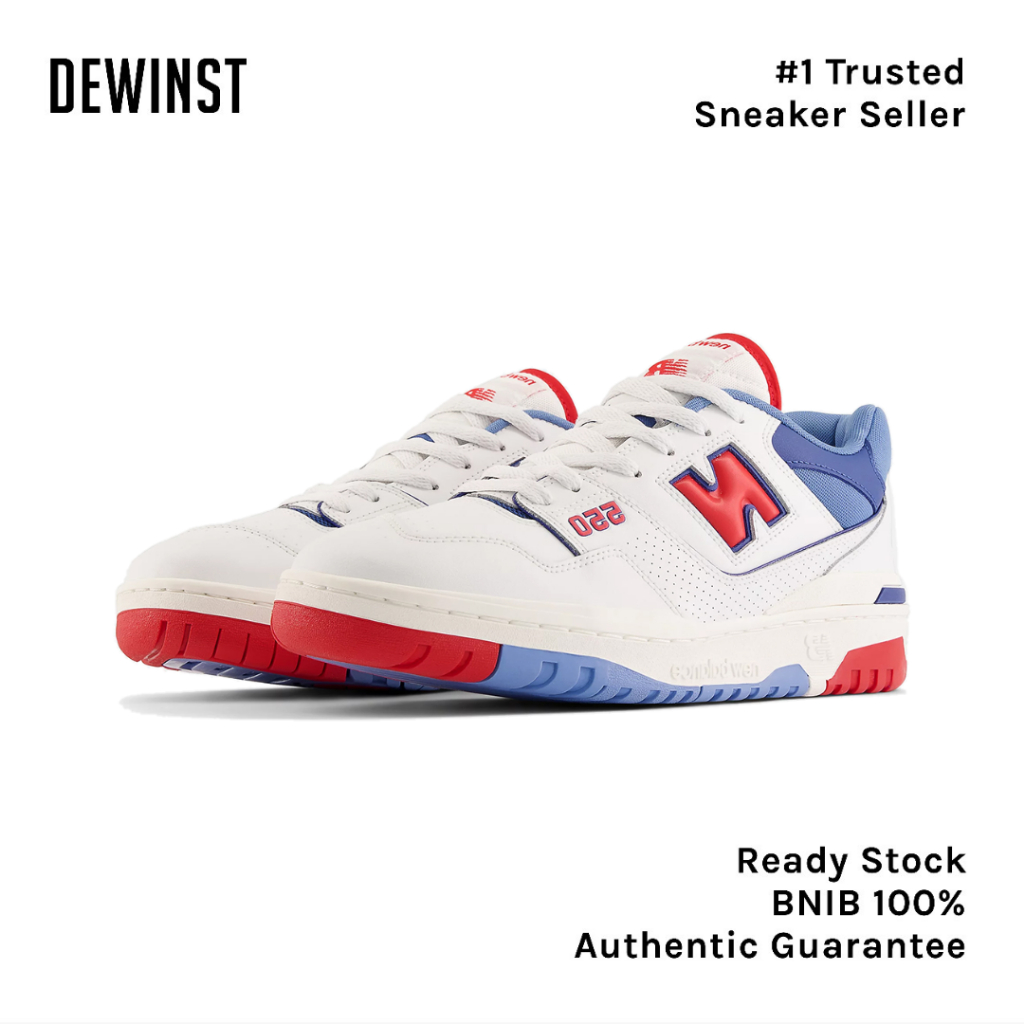New Balance 550 White True Red Atlantic Blue Men BNIB RESMI ORIGINAL