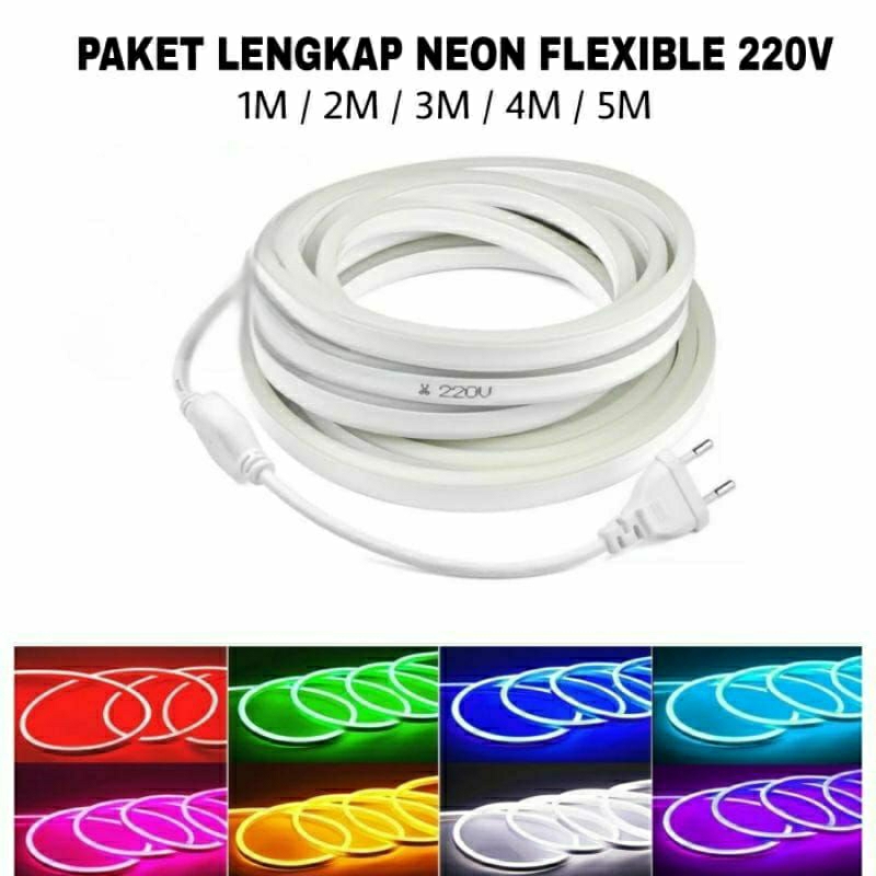 lampu led neon plex selang 220v waterproof 1 2 3 4 5 metr lampu hias kamar tidur buat  dekorasi huru