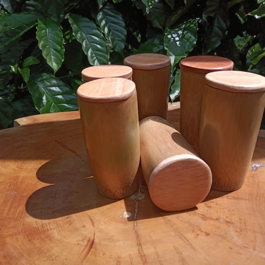 Gelas Bambu Alami Gelas Bambu Asli Natural Gelas Bambu Souvenir Unik Plus Tutup Bisa Grafir Nama Ata