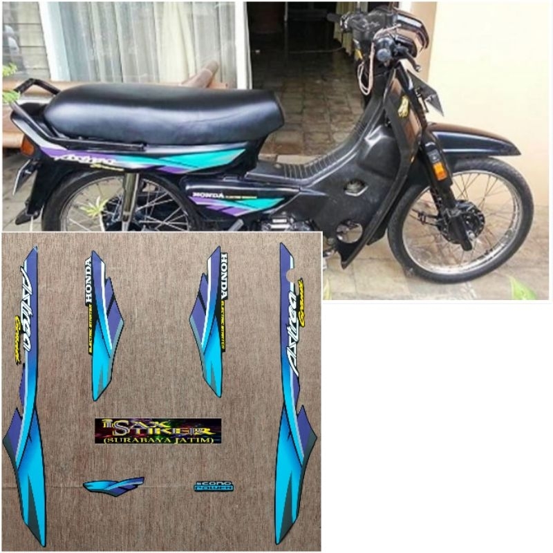 Striping Original Honda Astrea Grand hitam Lis biru tahun 1996