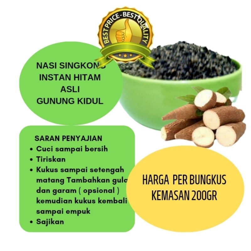 

TIWUL HITAM/NASI THIWUL INSTAN/OYEK/BERAS SINGKONG/TIWUL GUNUNG KIDUL/250GR