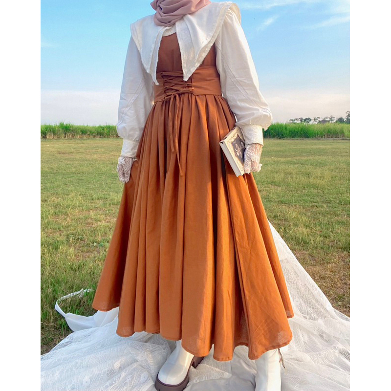 Enola overall vintage (overall+belt+blouse)/overall vintage/overall cottagecore