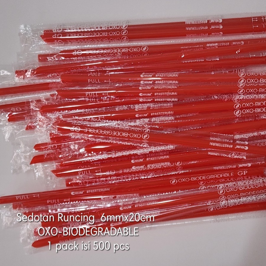 Sedotan MERAH OXO 6 mm x 20 cm Steril - 500 pcs-pack - Sedotan Murah
