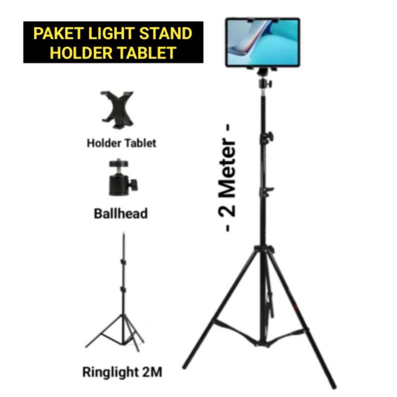 PAKET LIGHT STAND HOLDER TABLET IPAD TAB HOLDER UNIVERSAL