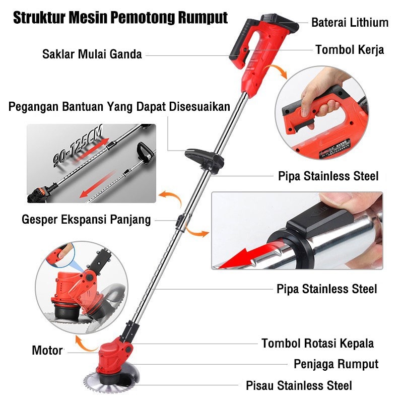 Mesin Potong Rumput Baterai Kualitas Tinggi Pemotong Rumput Mesin Pemotong Rumput Alat Potong Rumput Baterai