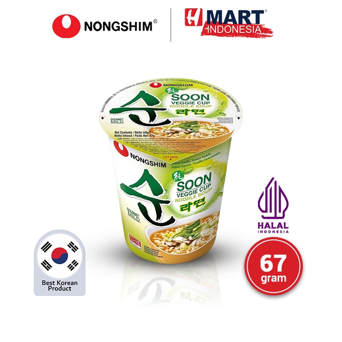 

NONGSHIM Soon Veggie Cup Noodle Soup - Mie Rasa Sayuran Asli Korea 67g