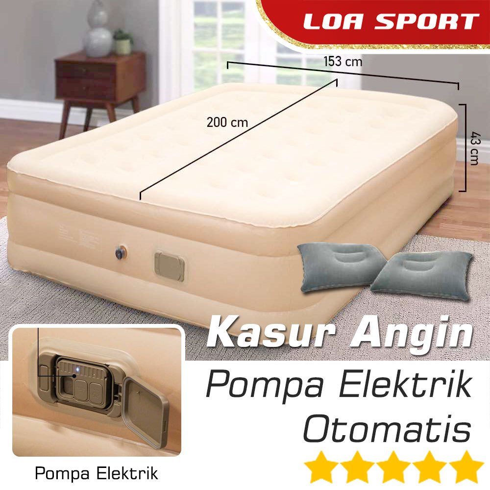Kasur Angin Pompa Elektrik Otomatis USB Rechargeable Plus Bantal Tiup