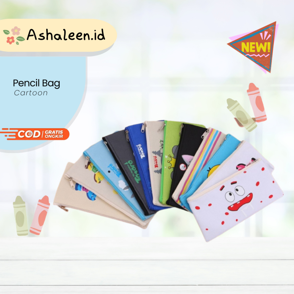 

Tempat Pinsil Kartun Anak Pencil Case Stationery Pouch Alat Tulis Kanvas