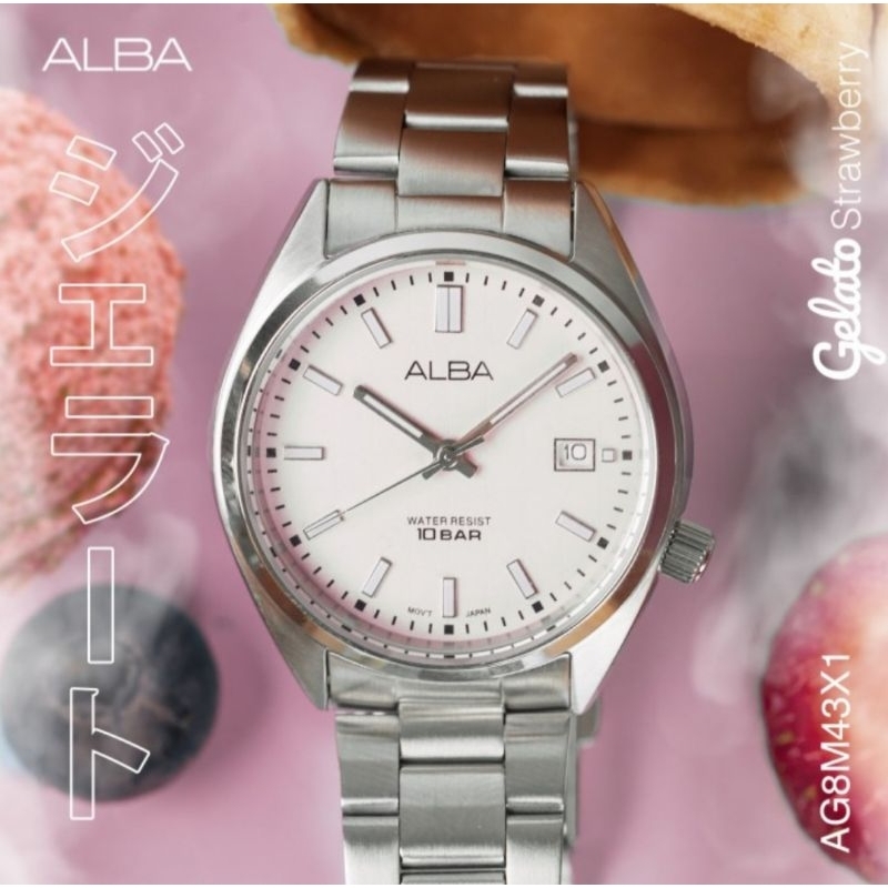 Jam Tangan Alba Unisex Silver Alba Gelato AG8M43 Quartz AG8M43X1