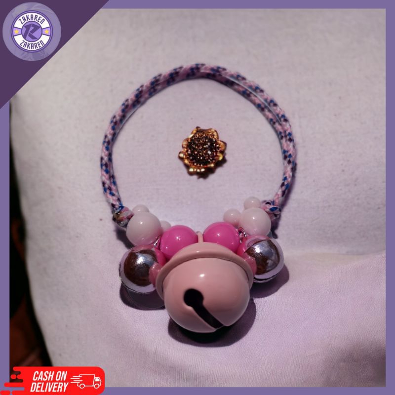 Kalung kucing manik lucu 3 lonceng nyaring aksesoris murah kalung kucing anti kutu ready