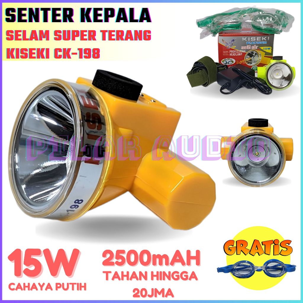 Senter Kepala Kiseki Anti Air CK 198 15W Headlamp Kiseki CK 198 - Senter Kepala Waterproof 15W KISEK