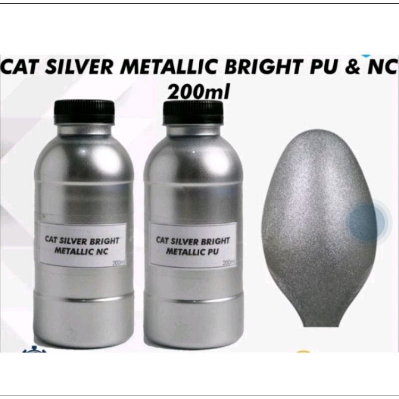 Cat Silver Metalik Bright PU NC 200Ml/Cat Silver Metalik Kasar