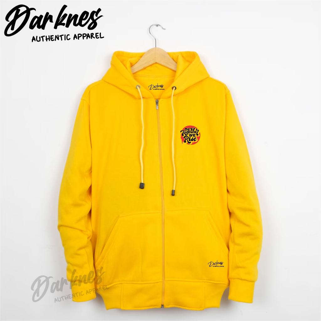 hoodie pria distro 2023 terbaru warna kuning brand original darkness apparel jaket zipper polos teba