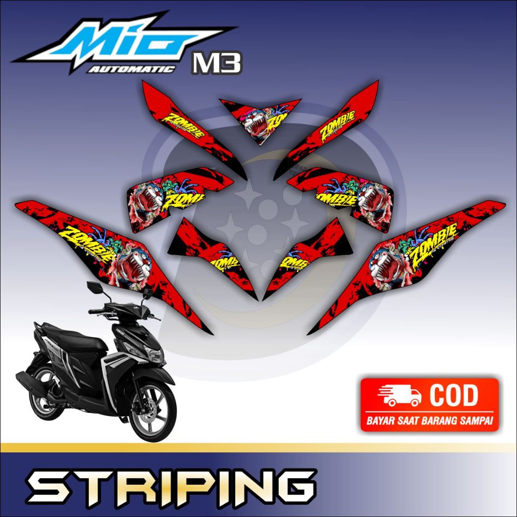 Striping Lis Mio M3 Stiker Variasi Motor Mio 125 Striping Motor Mio Z Doraemon Zombie