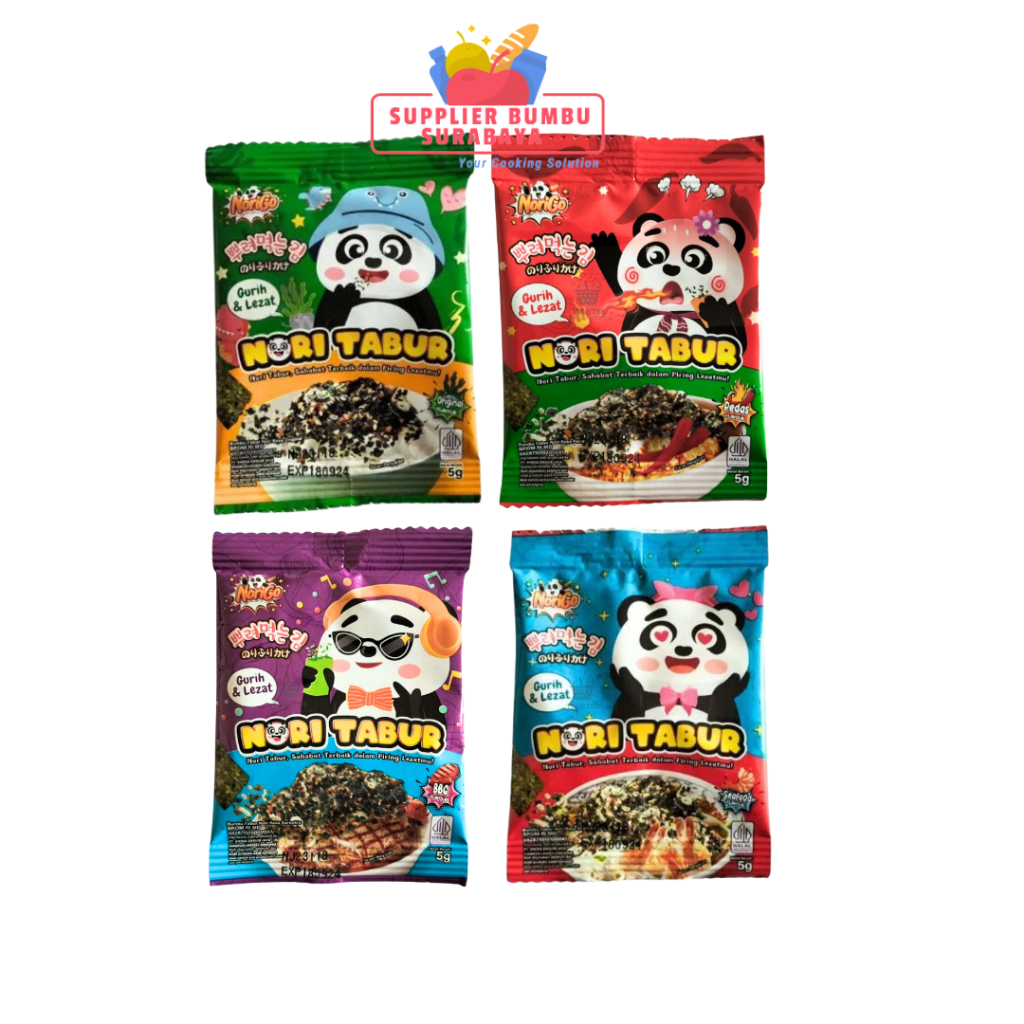 

Norigo Nori Tabur Rice Sprinkle Abon Rumput Laut Panggang Sachet 5g Renceng Isi 12