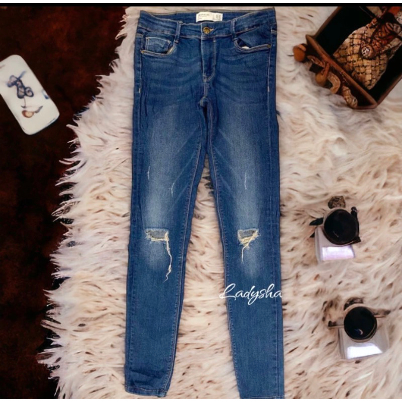 ZARA Jeans Denim Ripped Premium Celana Jeans Denim Wanita Remaja
