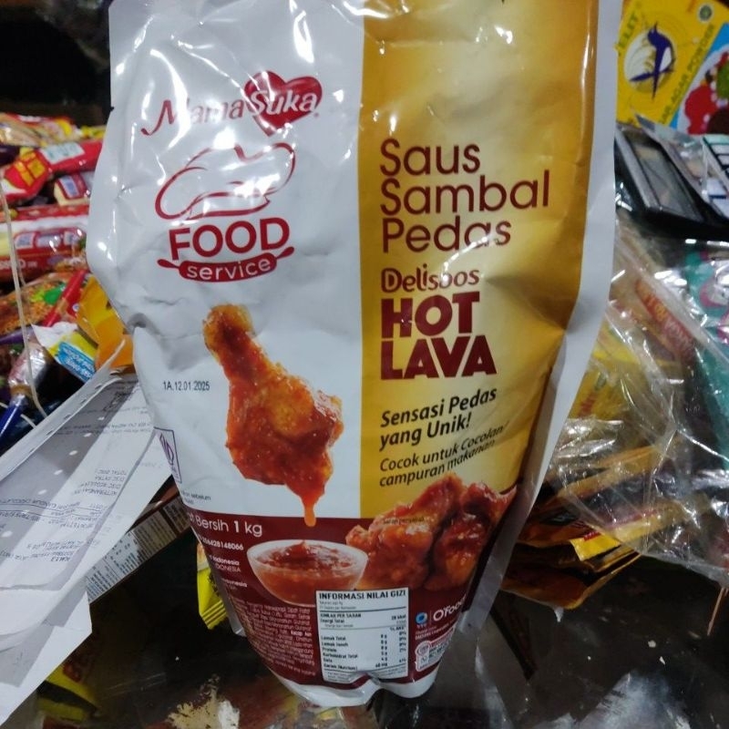 

Mama suka saus sambal pedas hot lava 1 kg